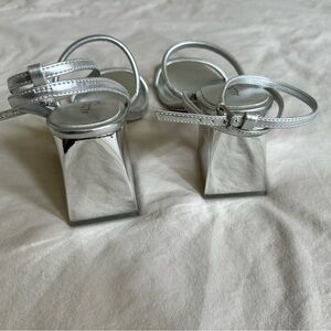 Aldo silver block heel sandals